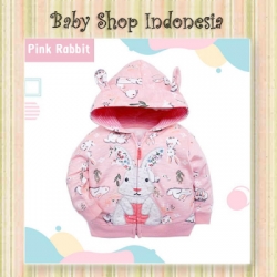 PK187 Jaket Bayi Import Jaket Anak Import Murah Jaket Hoodie Anak Pink Rabbit  large
